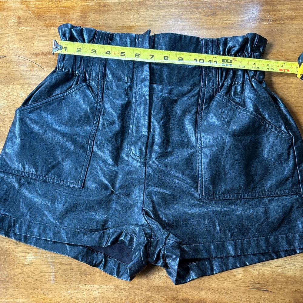 Black Faux Leather Women Shorts